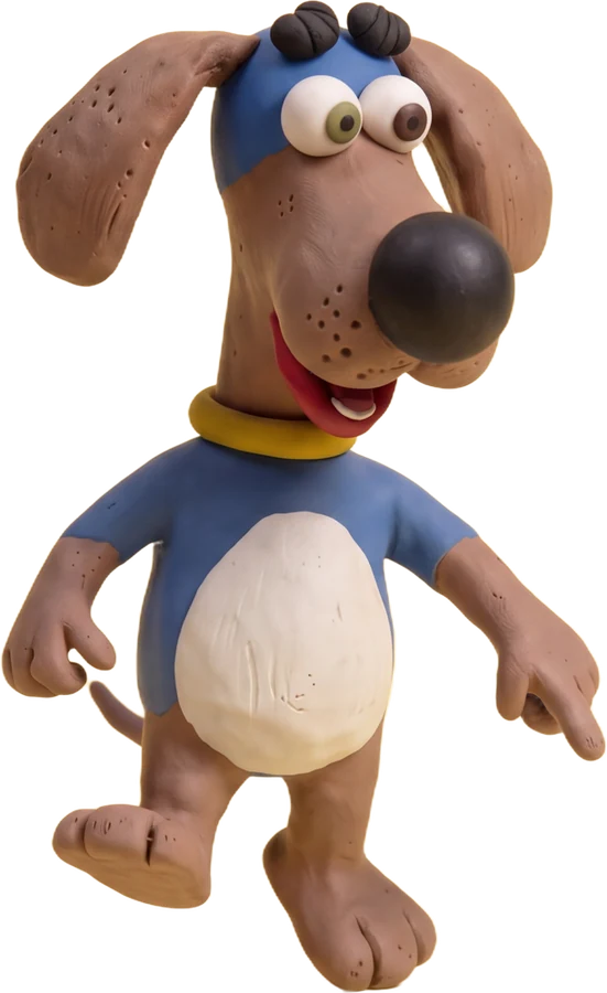 Clay dog walking and pointing